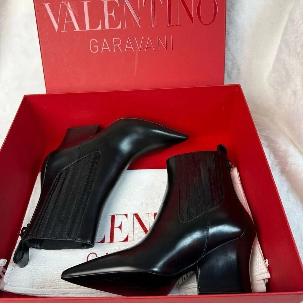 Valentino Garavani VLogo 75MM Lockette Beatle in Brushed Calfskin Boots